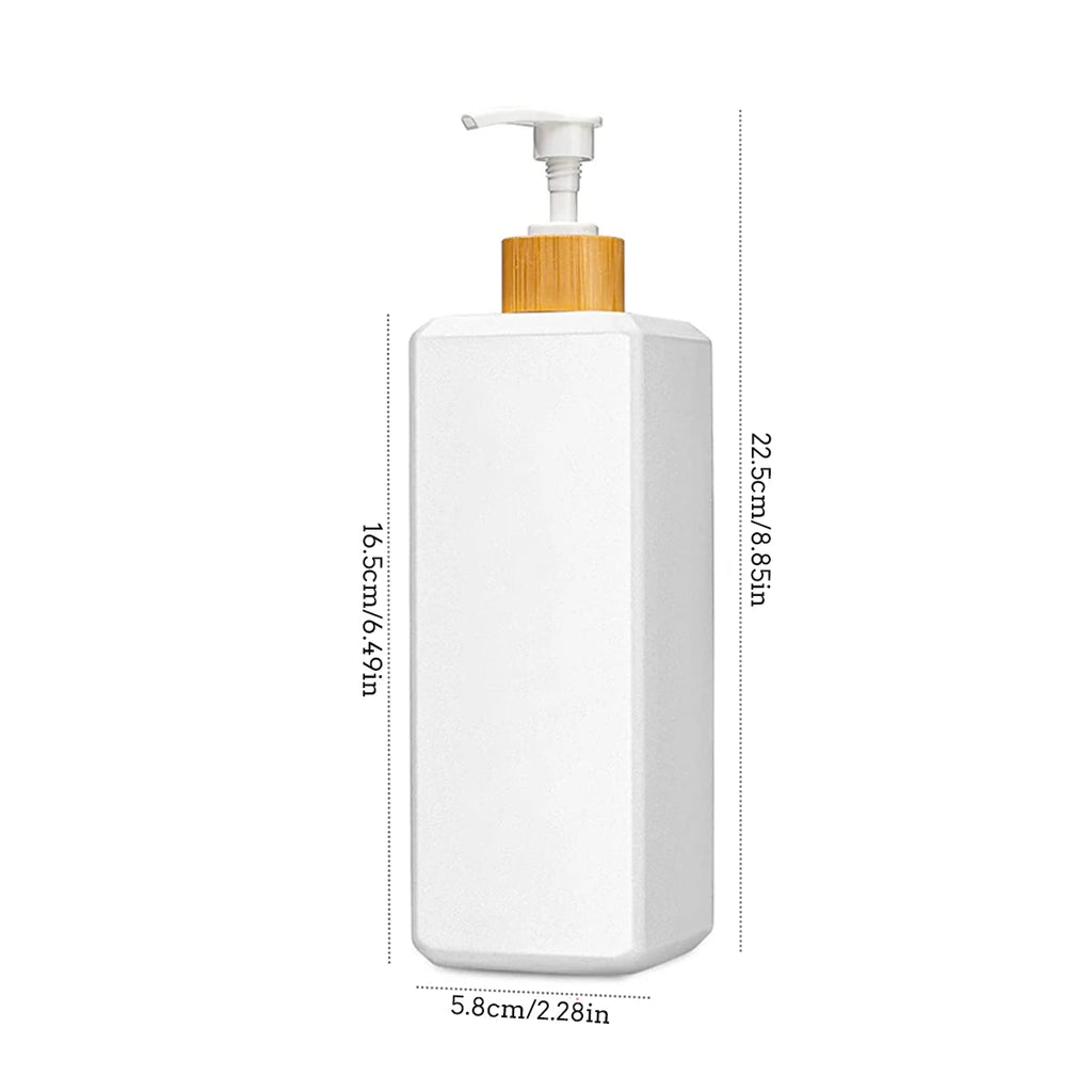 500Ml Bathroom Dispensers Square Shampoo Shower Gel Body Wash Dispensers Refillable Bamboo Pump Bottles Lotion Containers