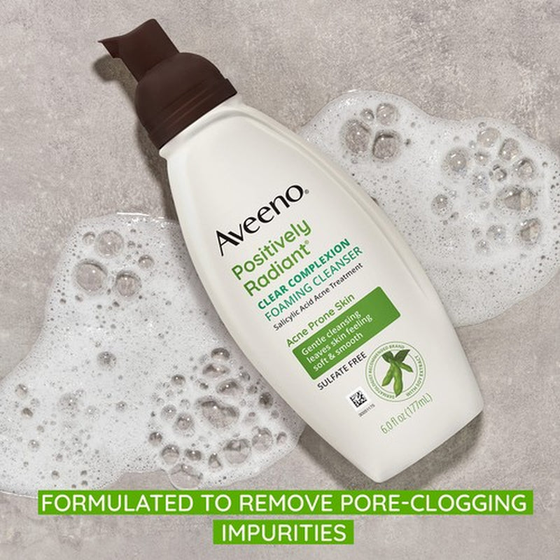 Aveeno Clear Complexion Foaming Daily Cleanser 6 Fl Oz Salicylic Acid Acne Tr...