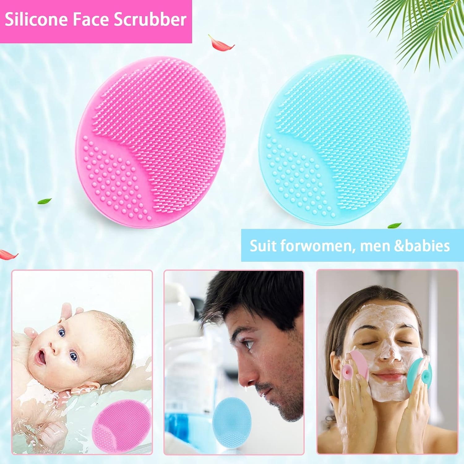 6 PCS Silicone Face Scrubber Brush Set, 2Pcs Lip Scrub Brushes and Face Cleansing Brush Silicone Exfoliator Tool and Facial Applicator for Women Men