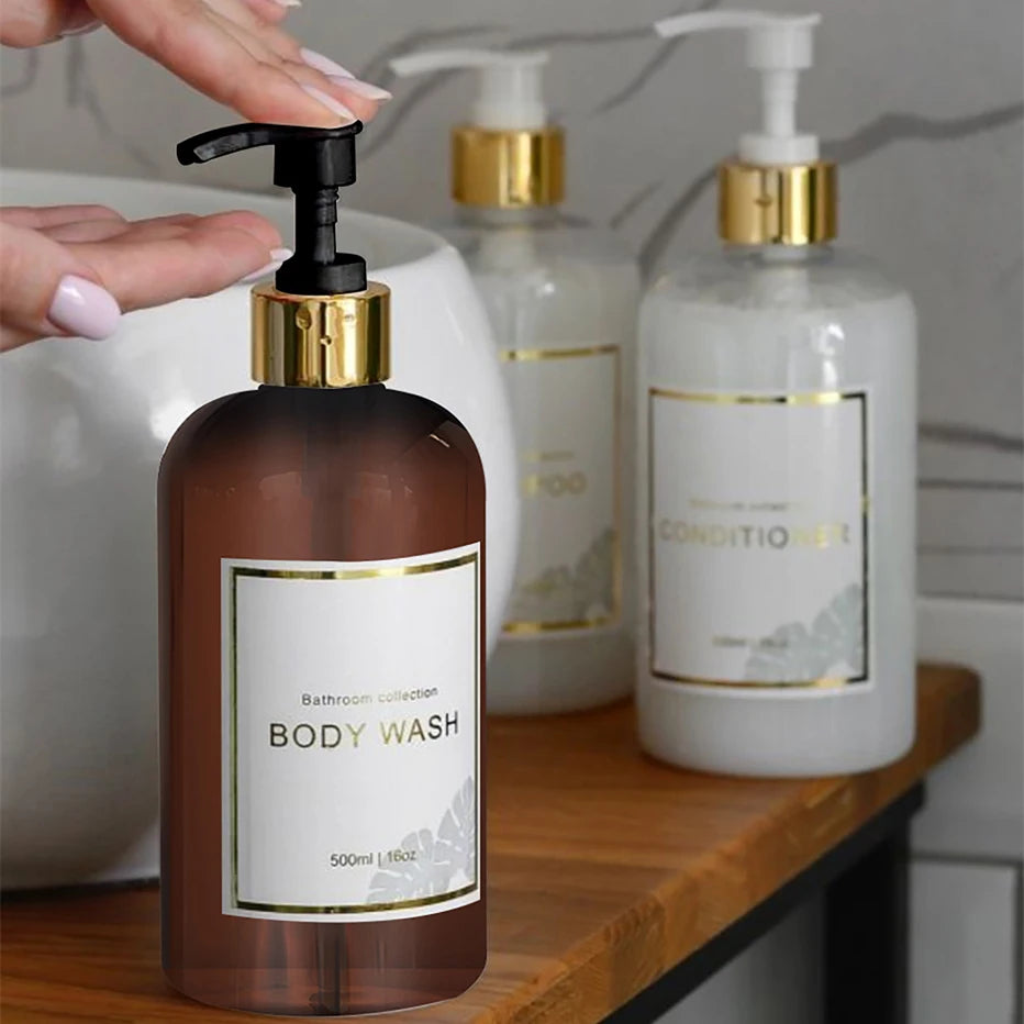 3Pcs Bathroom Shower Dispenser Set Refillable Pump Clear Shampoo Conditioner Body Wash Dispenser Bath Soap Bottle