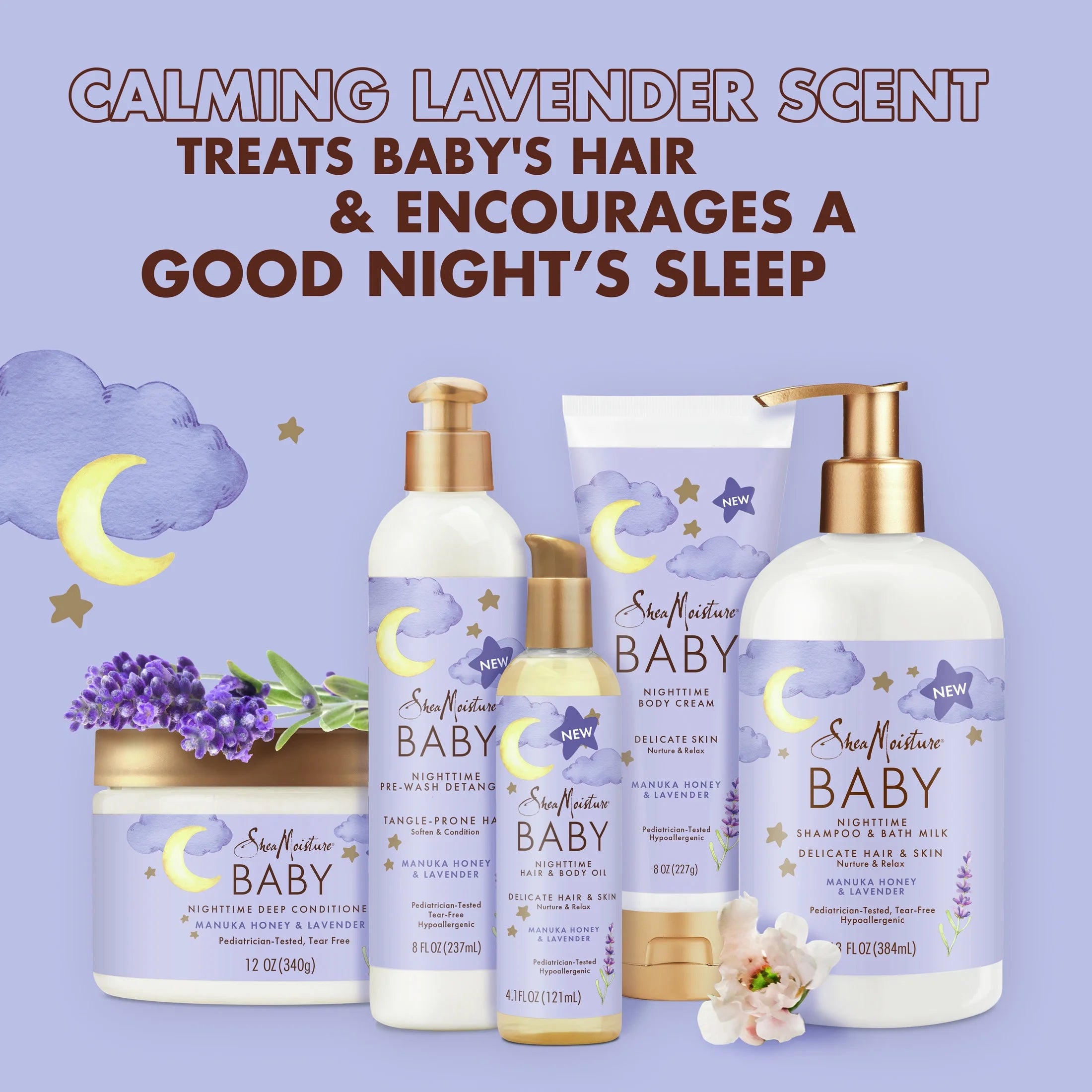 (2 Pack)  Baby Nighttime Shampoo & Bath Milk Manuka Honey & Lavender All Hair, 13 Oz
