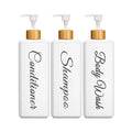 500Ml Bathroom Dispensers Square Shampoo Shower Gel Body Wash Dispensers Refillable Bamboo Pump Bottles Lotion Containers