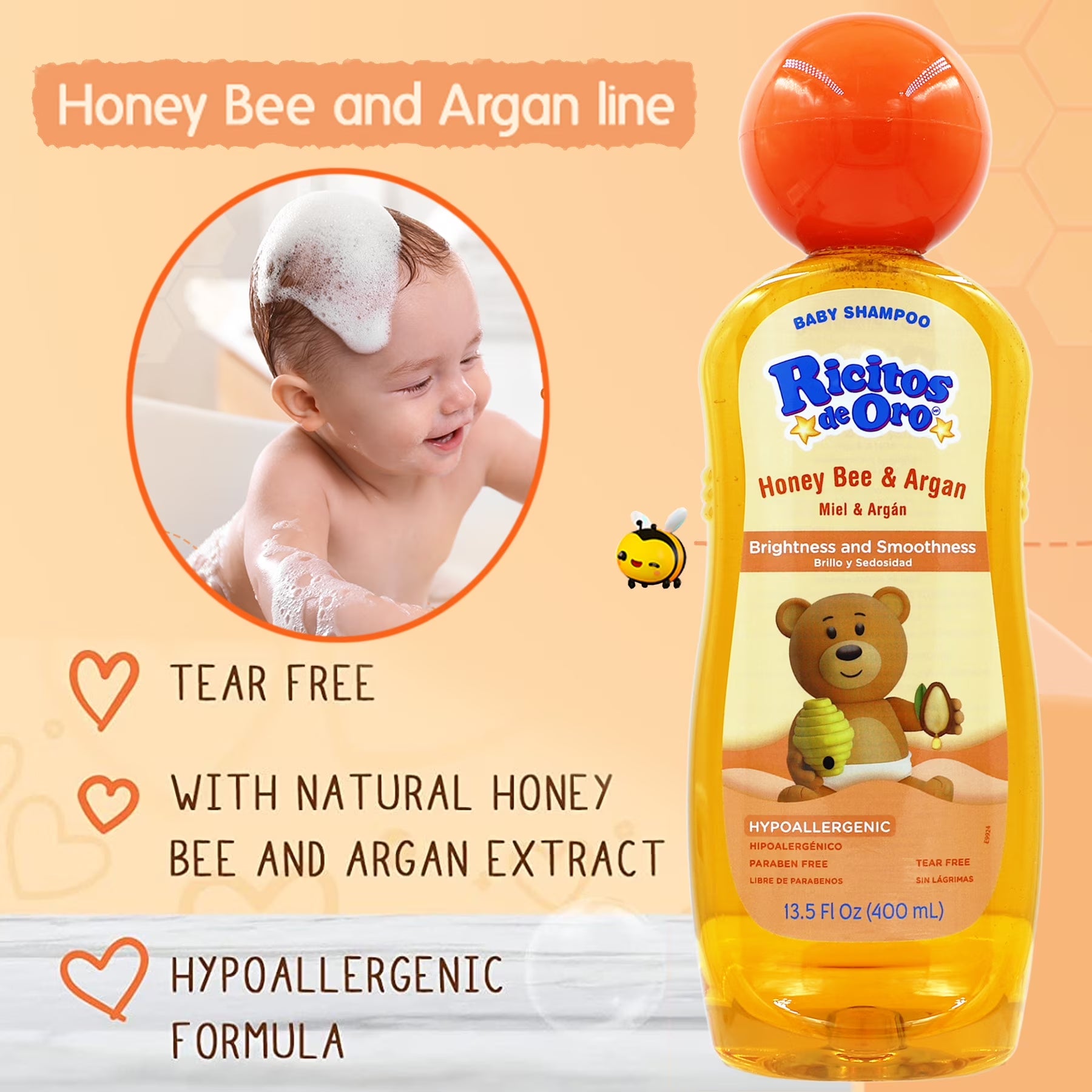 Hypoallergenic Honey Baby Shampoo 400Ml -  Miel Champu De Bebe (Pack Of